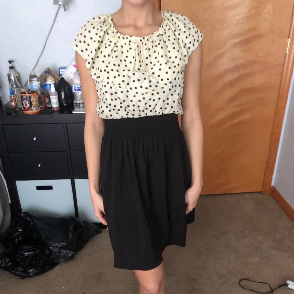 Navy and cream dress